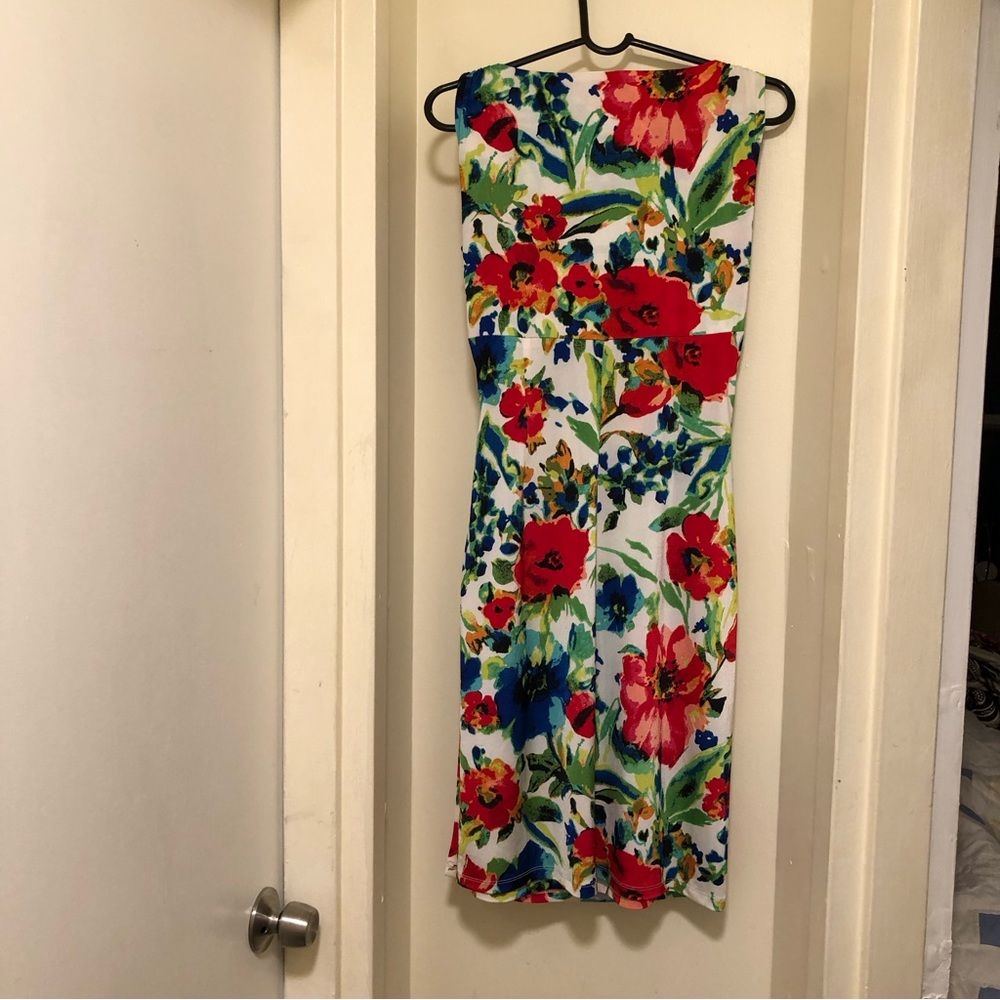 Lauren Ralph Lauren Floral Sleeveless V-Neck Wrap Ruched Evening Dress W Size 4 - Picture 9 of 10